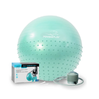 М'яч для фітнесу (фітбол) напівмасажний PowerPlay 4003 Ø65 cm Gymball  Зелений + помпа