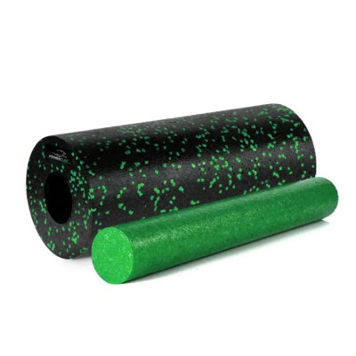 Масажний ролик (роллер) гладкий PowerPlay PP-4348 2 in 1 EPP Foam Roller Чорно/Зелений (33x14см)