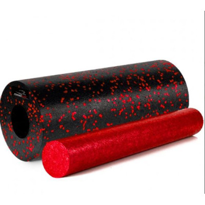 Масажний ролик (роллер) гладкий PowerPlay PP-4348 2 in 1 EPP Foam Roller Чорно/Червоний (33x14см.)