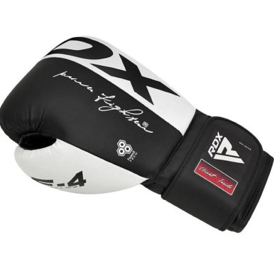 Боксерські рукавиці RDX F4 Boxing Sparring Gloves Hook & Loop WHITE/BLACK 12 унцій