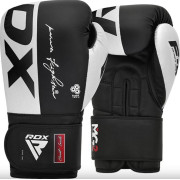 Боксерські рукавиці RDX F4 Boxing Sparring Gloves Hook & Loop WHITE/BLACK 14 унцій