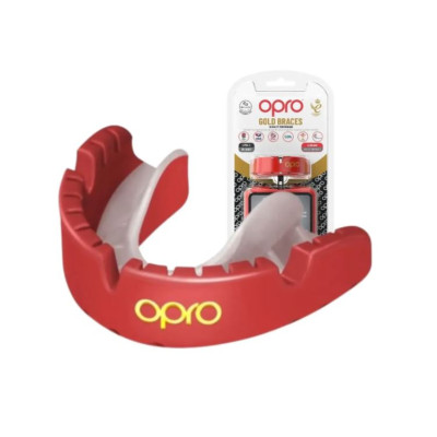 Капа OPRO Gold Braces під брекети доросла (вік 11+) Red/Pearl (art.102506003)