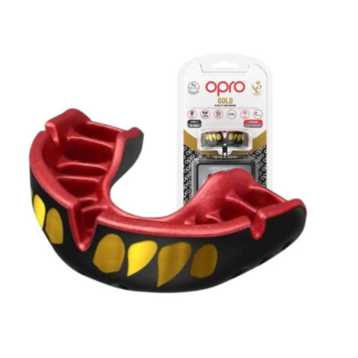 Капа OPRO Gold доросла (вік 11+)  JAWS Black/Red (art.102504011)