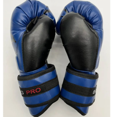Боксерские перчатки PRO/12oz – черно-синие – экокожа