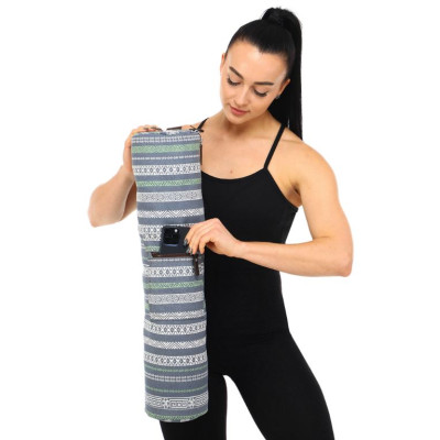 Сумка-чохол для йога килимка KINDFOLK Yoga bag SP-Sport FI-8365-3 сірий-синій