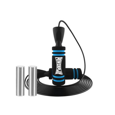 Скакалка швидкісна PowerPlay 4212 X ROPE з обтяжувачами Чорно/Синя (120г*2) 3м