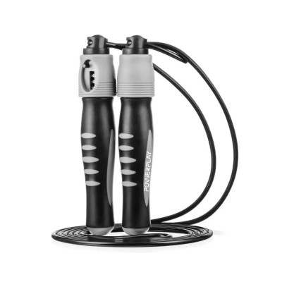 Скакалка з лічильником PowerPlay 4215 Jump Rope With Counter Чорно/Сіра 2.75 см