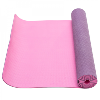 Килимок для фітнесу Ecofit MD9012 двошаровий TPE 1830*610*6мм - Фіолетовий+рожевий
