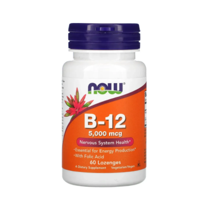 NOW B-12 5000 mcg + Folic - 60 леденцов