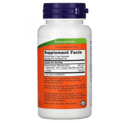 NOW Dopa Mucuna - 90 веган капс