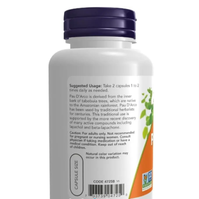 NOW Pau D'Arco 500 mg - 100 веган капс