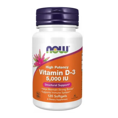 NOW Vitamin D3 5000 ME  - 120  софт гель