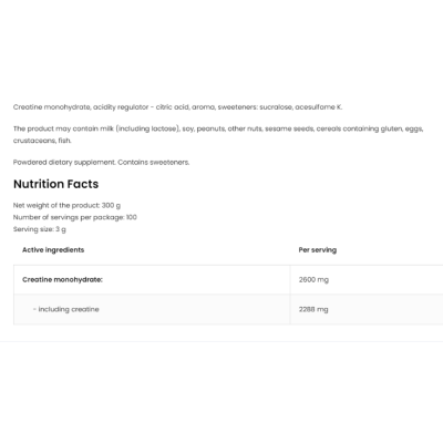 OV Creatine Monohydrate – 500 г – зелене яблуко 