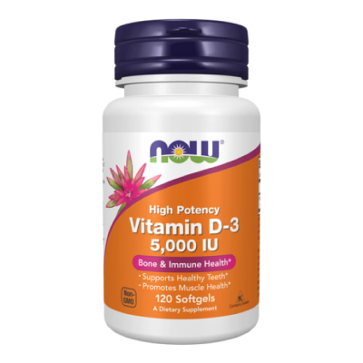 NOW Vitamin D3 5000 ME  - 120  софт гель