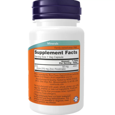 NOW Zinc Picolinate 50 мг - 60 веган капс
