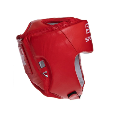 Шолом боксерський із печаткою ФБУ шкіра SPORTKO ,р.M(червоний)