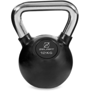 Гиря тренувальна цільна гумова з хромованою ручкою Zelart TA-5162-12 вага 12кг чорний
