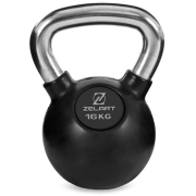 Гиря тренувальна цільна гумова з хромованою ручкою Zelart TA-5162-16 вага 16кг чорний