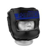 Боксерский шлем тренировочный PowerPlay 3067 Challanger с бампером PU+Amara Темно синий L