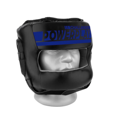 Боксерський шолом тренувальний PowerPlay 3067 Challanger з бампером PU + Amara Темно синій M