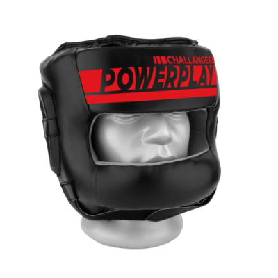 Боксерський шолом тренувальний PowerPlay 3067 Challanger з бампером PU + Amara Червоний XL