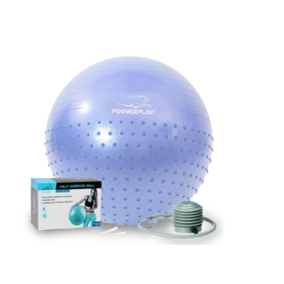 М'яч для фітнесу (фітбол) напівмасажний PowerPlay 4003 Ø75 cm Gymball Sky Blue + помпа