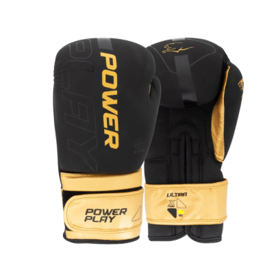Боксерские перчатки PowerPlay 3024 Ultra Mat Черно-Золотые 8 унций
