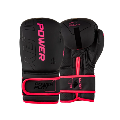 Боксерские перчатки PowerPlay 3024 Ultra Mat Черно-Розовые 10 унций