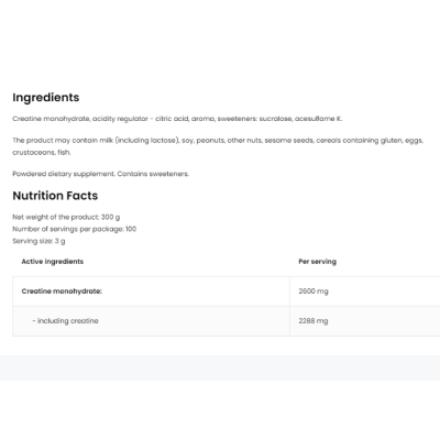 OV Creatine Monohydrate - 300 г  - без смаку