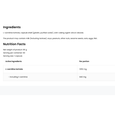 OV L-Carnitine 1250 mg - 60 капс