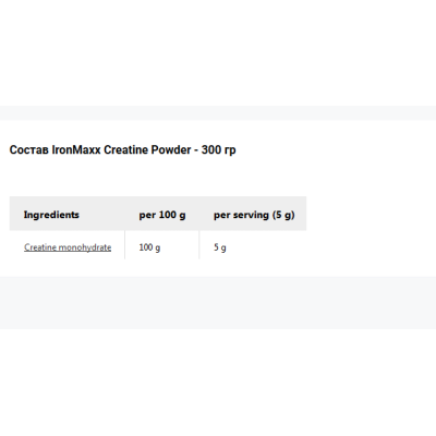 IronMaxx Creatine Powder – 300 г (пакет) 