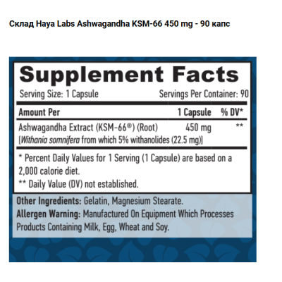 HL Ashwagandha KSM-66 450 mg - 90  капс