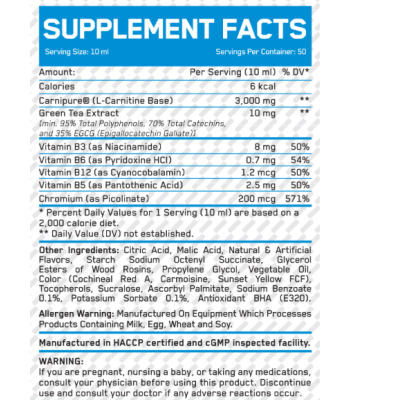 Everbuild Liquid L-Carnitine 3000 мг + Green Tea - 500 мл - манго