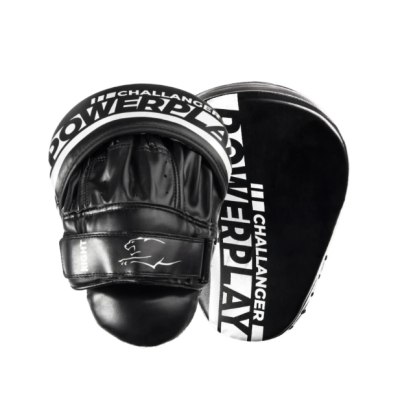 Лапи боксерські PowerPlay 3041 Challanger Чорно-Біліі PU [пара]