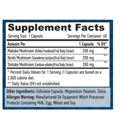 HL Triple Mushroom Complex 600mg - 60 веган капс