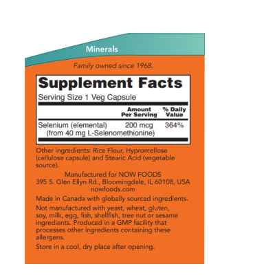 NOW SELENIUM 200 мкг  90 веган капс
