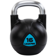 Гиря цельная с полиуретановым покрытием и хромированной ручкой LiveUp LP8040-16, вес 16 кг черный