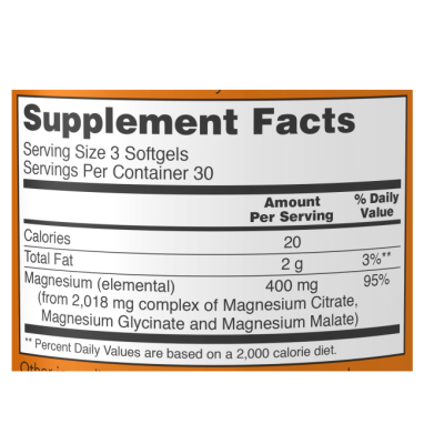 NOW Magnesium 134 мг - 90 софт гель