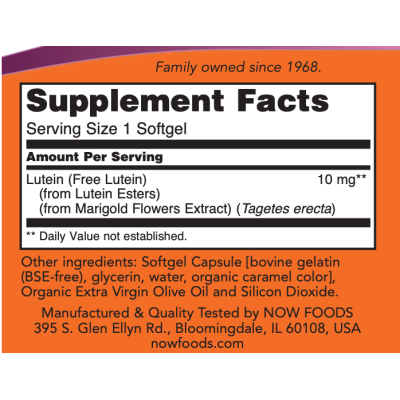 NOW Lutein (Esters) 10 мг - 120 софт гель