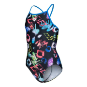 Купальник закритий для дівчат Arena GRAFFITI SWIMSUIT LIGHT DROP B чорний, мультиколор Діт 140 см