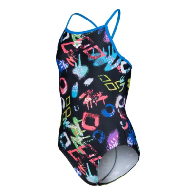 Купальник закритий для дівчат Arena GRAFFITI SWIMSUIT LIGHT DROP B чорний, мультиколор Діт 140 см