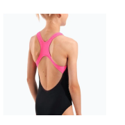 Купальник закритий для дівчат Arena DOTS SWIMSUIT SWIM PRO BACK чорний, рожевий Діт 128 см