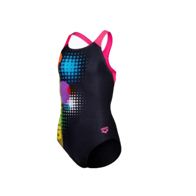 Купальник закрытый для девочек Arena DOTS SWIMSUIT SWIM PRO BACK черный, розовый Дет 164 см