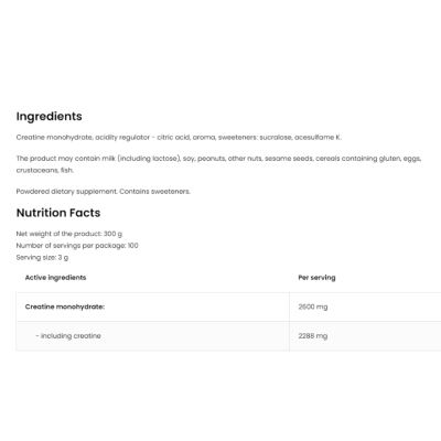 OV Creatine Monohydrate, 300 г - лимон