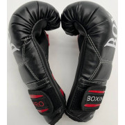 Боксерські рукавиці PRО 6oz. чорно - червоні - екошкіра