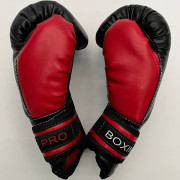Боксерські рукавиці PRО 6oz. чорно - червоні - екошкіра