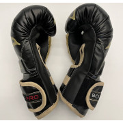 Боксерські рукавиці PRO 6oz.чорно-золоті - екошкіра
