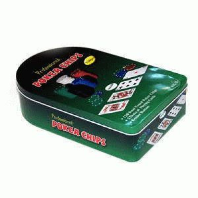 Покерный набор в метал. коробке-120 IG-3008 (120 фишек, 2 кол. карт, полотно, р-р кор.15*24*6см)