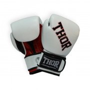 Перчатки боксерские THOR RING STAR 12oz / бело-красно-черные / кожа