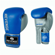 Боксерские перчатки из кожи Revenge EV-10-1038, 14 унций (сине-серые)